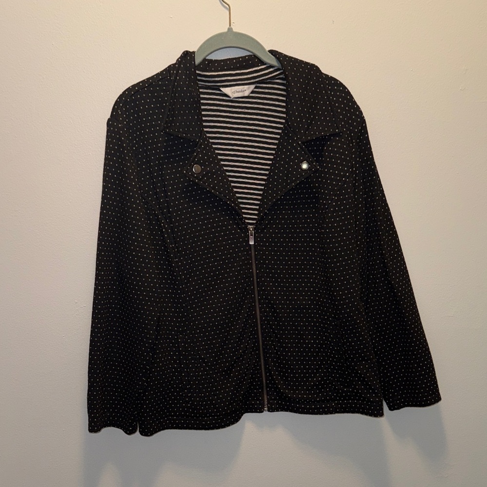 CJ Banks Black and White Polka Dot Blazer